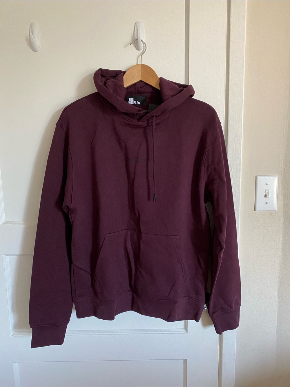 The Kooples Sweatshirt Hoodie in Burgundy Cotton